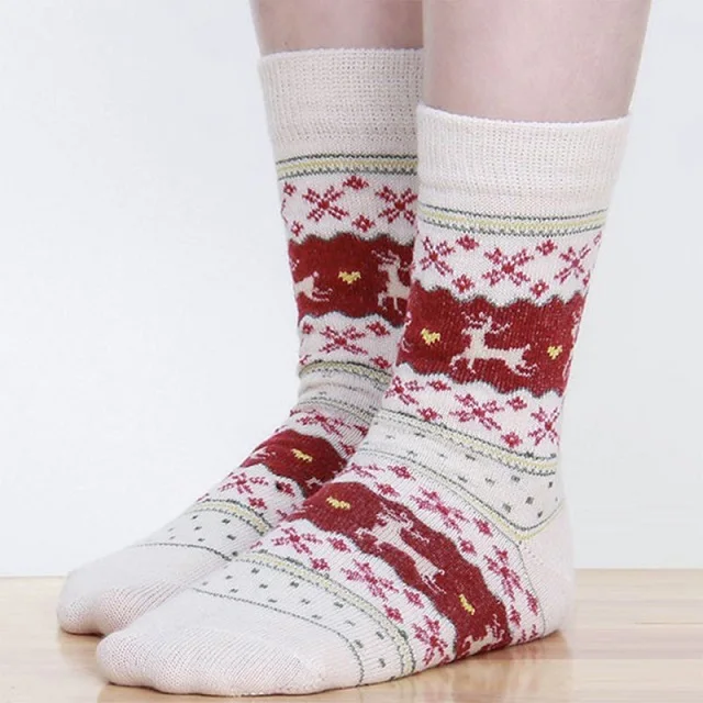 Женские зимние носки, подарок на Рождество, теплые шерстяные носки - Цвет: Beige
