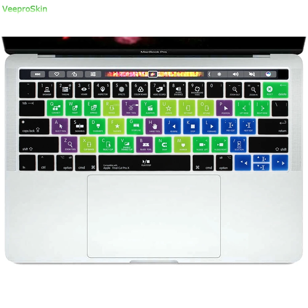 Final Cut Pro X для Macbook 13 дюймов A1706 15 A1707 A1989 A90 сенсорная панель Короткие клавиши Тонкий