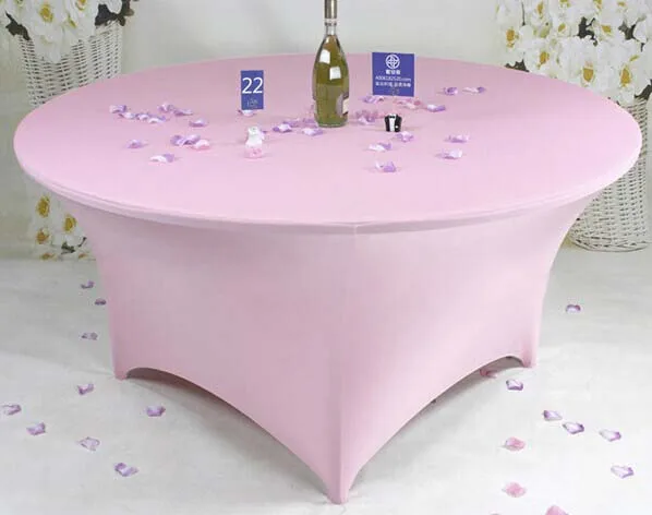 Дорогой 6 шт 4ft 5ft 6ft круглый лайкры стрейч подогнаны спандекс Скатерти Скатерть для свадьбы банкета скатерти - Цвет: pink