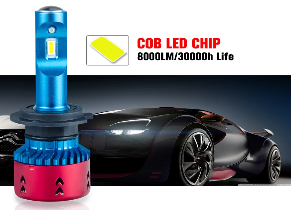 Foxcnsun Led H7 coche H4 Led Bulbs H1 H11 Led Bulb HB4 HB3 9006 9005 HB3 HB4 H3 H15 9012 Universal Auto Lamp 16000LM 6500K 12V  (5)