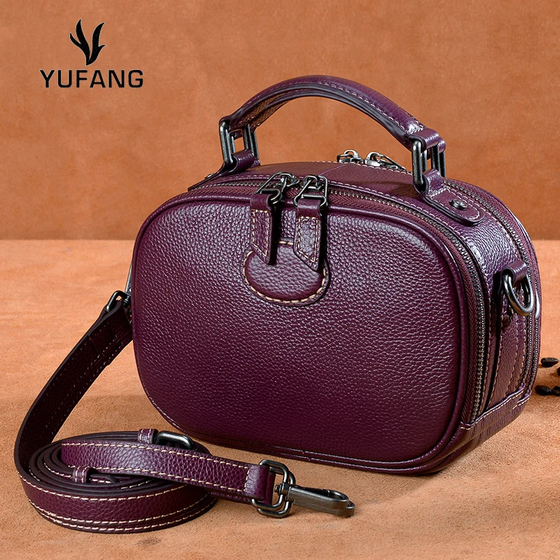Couro de Vaca Bolsa de Ombro Bolsa para Senhoras Yufang Genuíno Feminina Alta Qualidade Marca Luxo Cowskin Messenger Moda Pequeno Bolsa Diário