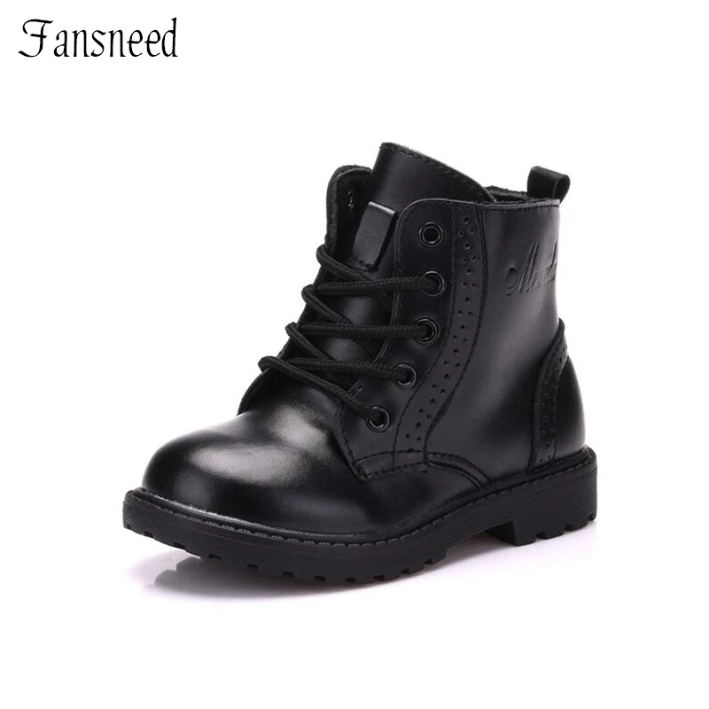 Goedkoop 2019 Herfst Winter Jongens en Meisjes Martin Laarzen Baby Jongens Echt Lederen Laarzen Kind Jongens Martin Mode Schoenen