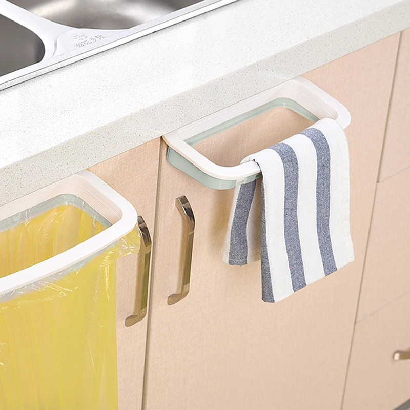 

Kitchen Door Back Trash Rack Storage Garbage Bag Holder Kitchen Cabinet Bathroom Shelf Stander Storage Hanging Trash Rack