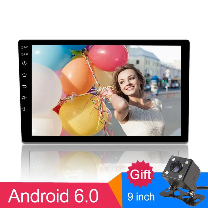 

9 inch 2din Android 6.0 Car Radio 1024x600 GPS Navigation Bluetooth wifi SWC FM AM USB touch screen 1G+16G universal free camera
