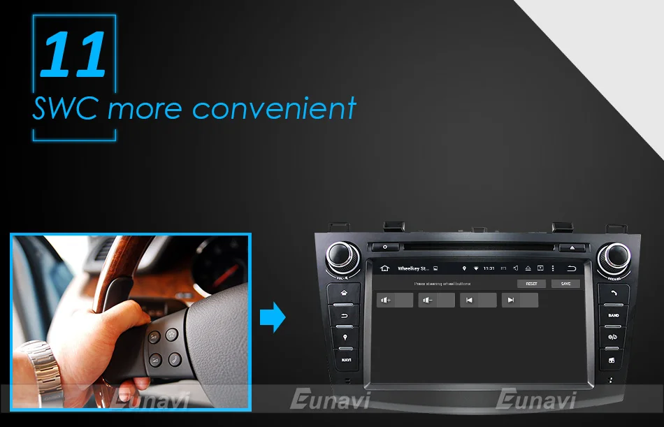 Best Eunavi 8" HD Screen 2 din Android 9.0 Quad Core Car DVD Player for 2010 2011 2012 2013 MAZDA 3 stereo radio GPS Navigation wifi 18