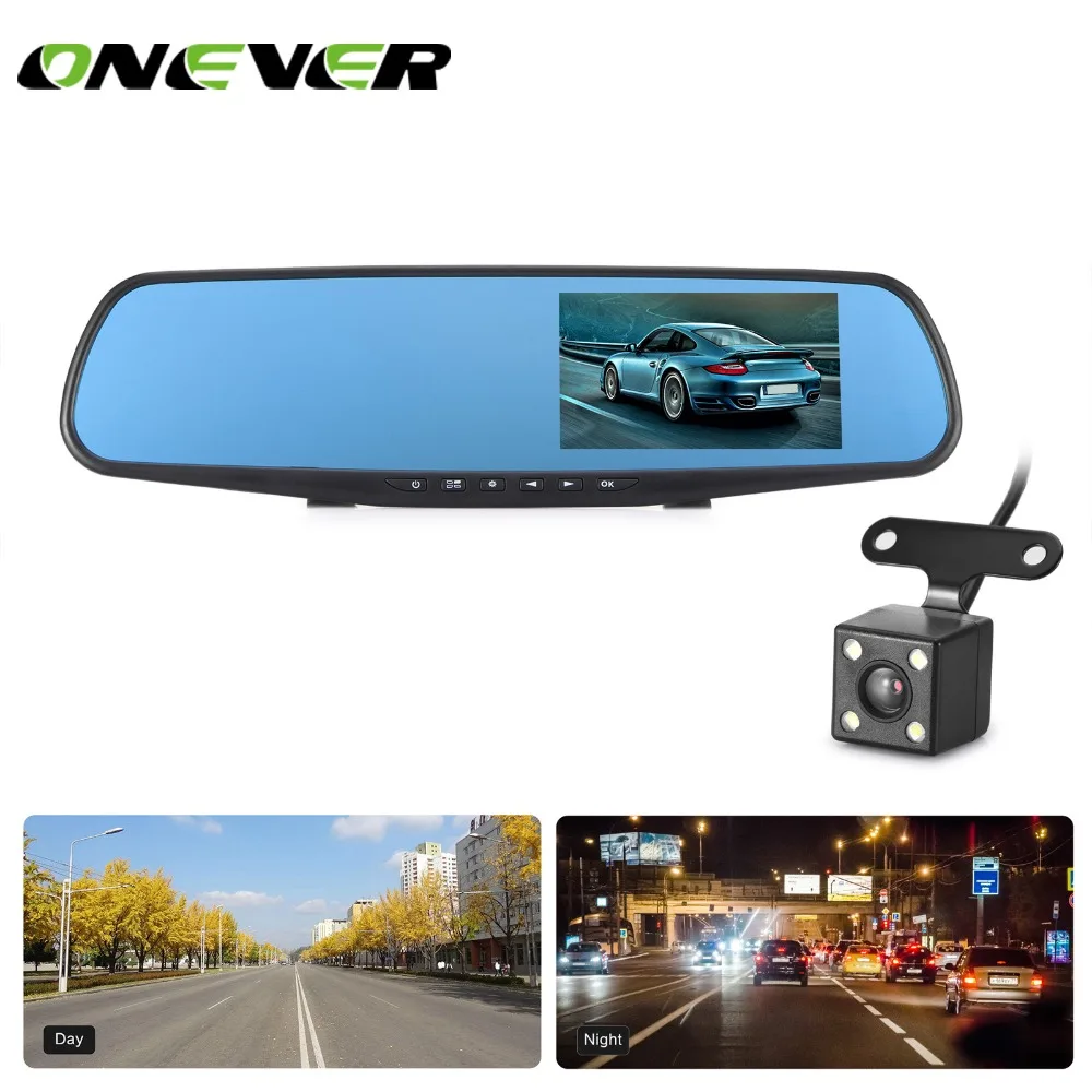 Onever 4.3" 1080P Full HD Rearview Mirror with DVR and Camera Video
