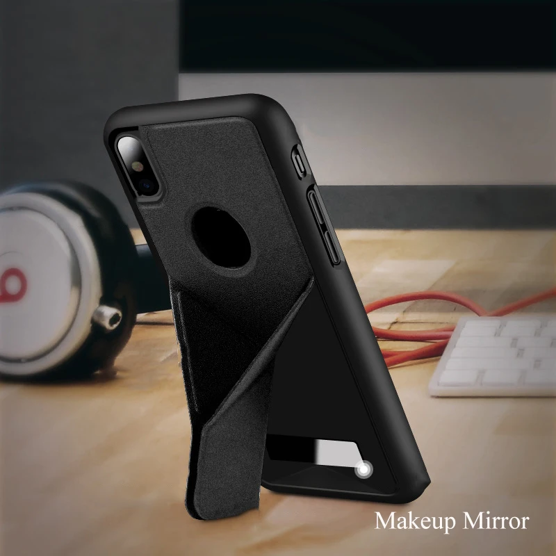 

New fashion PC+PU Leather Case For iphone 6 6Plus 7 7 Plus Folding Transformer Fold Stand Holder Phone Back Cover Shell Capa
