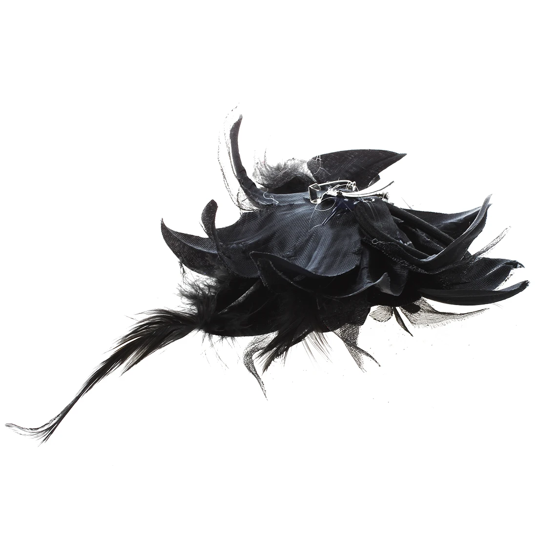

UESH-Rose Flower Hat Hair Clip Brooch Pin Black Party Lady Gift