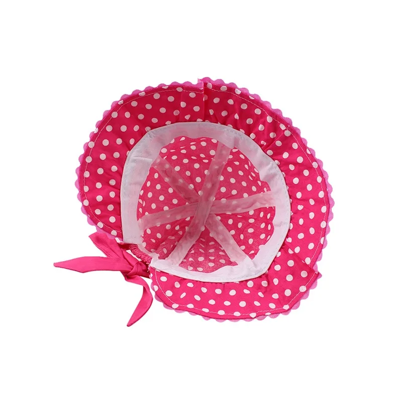 Dots Flower Baby Hat For Girls Polka Baby Girls Panama Hat Cotton Soft Sun Cap Summer Spring Bow Toddler Cap Baby Girls Clothing (8)