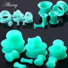 Alisouy 1 пара гибкий силиконовый зеленый ухо Вилки и туннели ухо манометр Plug туннель тела пирсинг Носилки расширители
