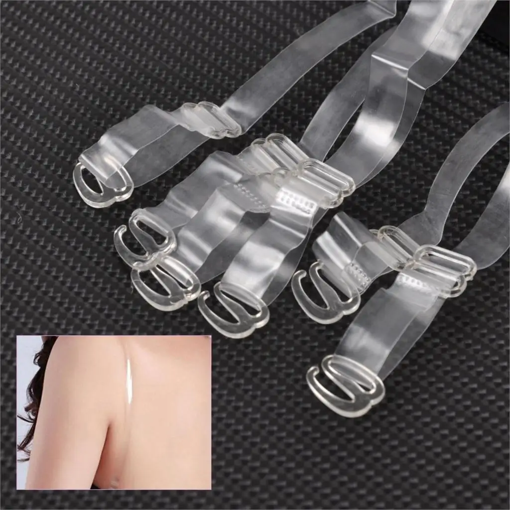 New 6 Pairs Ladies Bra Shoulder Straps Invisible Clear Transparent Adjustable Clasp Hook Woman