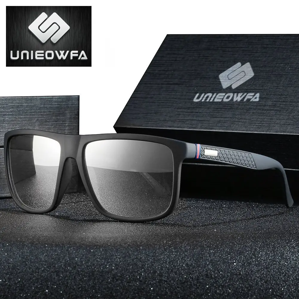 UNIEOWFA, мужские роскошные брендовые солнцезащитные очки, мужские поляризованные очки для вождения, UV400, солнцезащитные очки для мужчин, поляроидные, матовые, черные, квадратные очки - Цвет линз: C5