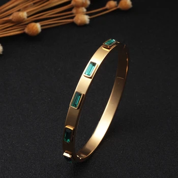 

MSX Vintage Stainless Steel Open Cuff Bangles Red Green Blue Crystal Bangles Ladies Women Screw Love Bangles Bracelets For Women