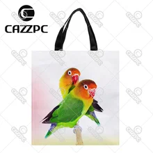 Прекрасная пара влюбленных птица печати индивидуальные пользовательские водонепроницаемый нейлон Ткань хозяйственная сумка Подарочная сумка пакет 2