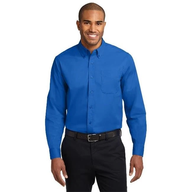 Port Authority S608ES Extended Size Long Sleeve Easy Care Shirt Strong Blue - 7XL