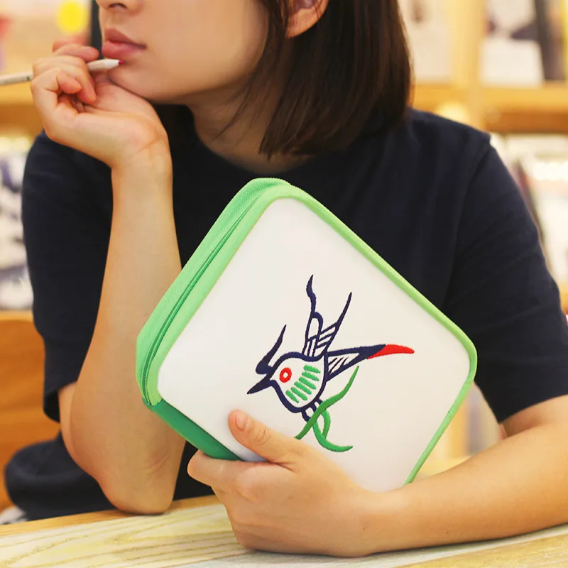 

Chinese Mahjong Theme Cloth Cover Zipper Bag Fashion A5 Hobonichi Style Journal Cover Free Shipping