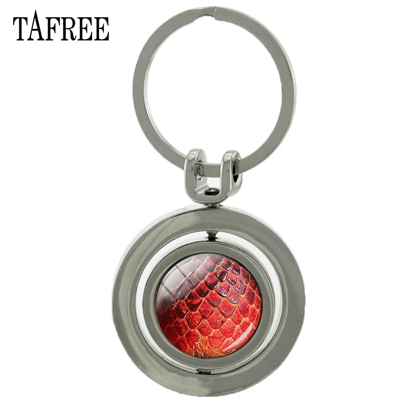 

TAFREE Dragon Revolving Pendant Keychain New Souvenir Key Chain Rotatable Round Key Ring For Car Bags Jewelry ES155