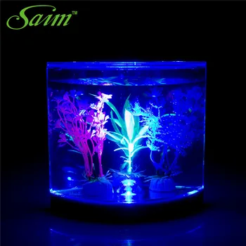 

Saim Mini Tank LED Lighting Lamp Half Moon Betta Aquarium Lighting Tanks Acrylic Aquariums Ornamental Desktop Fish Bowls Decor
