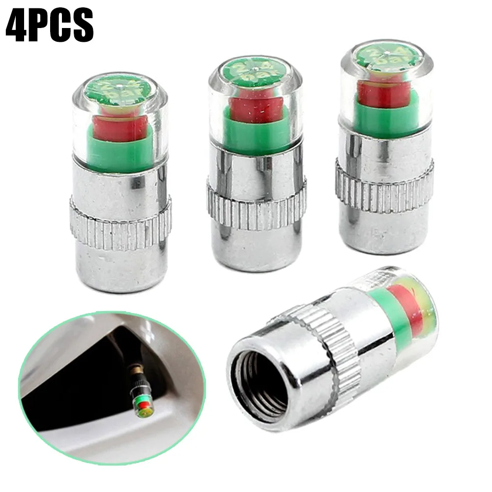 4Pcs Car Tire Pressure Monitor Valve Stem Caps Sensor Indicator 3 Color