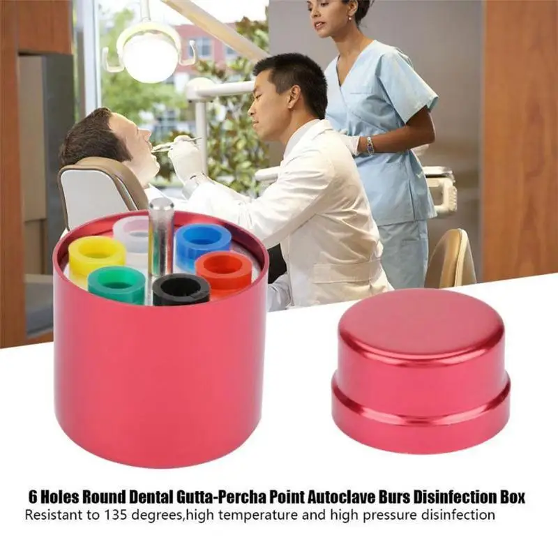 

1pc Glue Tip Sterilization Box 4 Color 6 Hole Dental Aluminum Endo Box Gutta Percha Points Holder Case Resistant To 135 Degrees