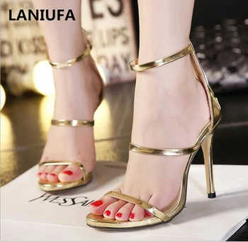 

new Women High Heels Pumps Women Shoes Peep Toe zipper Summer Party Shoes Wedding Shoes Sandals women mujer plus size 35-40 #833
