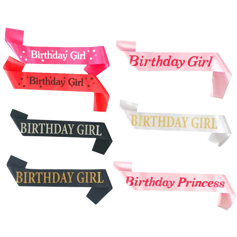

Birthday Girl 10th 18th 20th 30th 40th 50th Sash Glitter Satin Princess Ribbons Sash Shoulder Strap Party Gifts