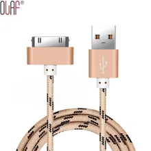 Original 30 pin Metal Plug Nylon Braided USB Cable Charging Cable for iPhone 4 4s 3GS iPad 2 3 Mobile Phone Fast Charger Cable