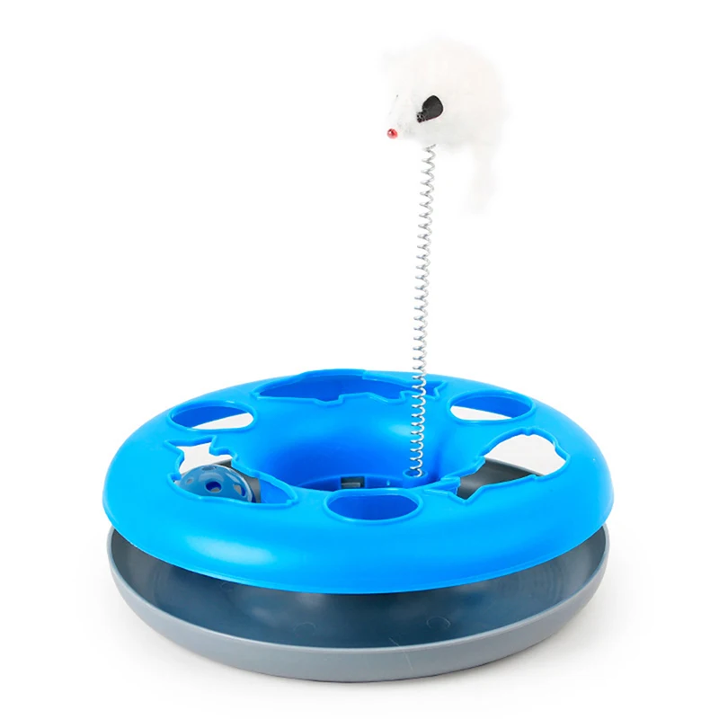 

3Colors Single - Layer Amusement Plate Mouse Spring Cat Toys Cat Turntable Pet Interactive Toys Cat Training Toys