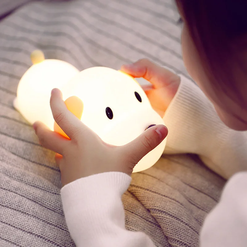 

LED Kids Night Light Cute Puppy Soft Silicone Baby Nursery Lamp USB Rechargeable Adjustable JA55