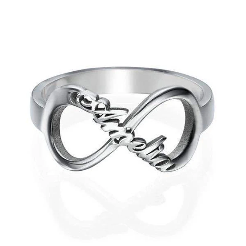 Модные Простые обручальные кольца принцессы для женщин и девочек, модные кольца с буквами в виде символа бесконечности Амелии, ювелирные изделия серебряного цвета