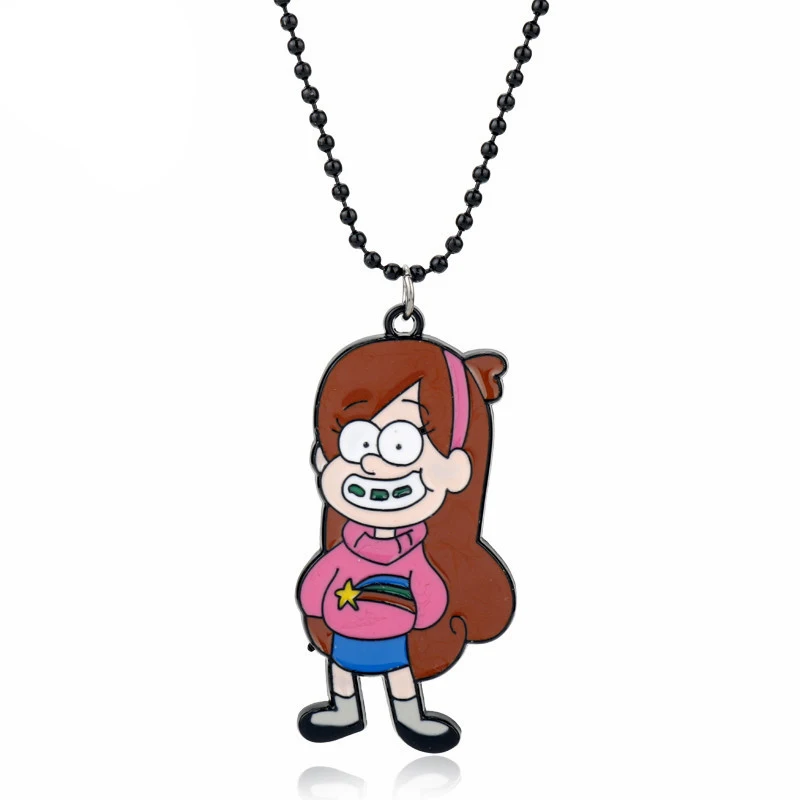 Gravity Falls Necklace Cartoon Jewelry Figure Toy Mabel Pines Stanley Pines Necklaces&Pendants Beads Chain Choker Women Men Gift - Metal Color: C