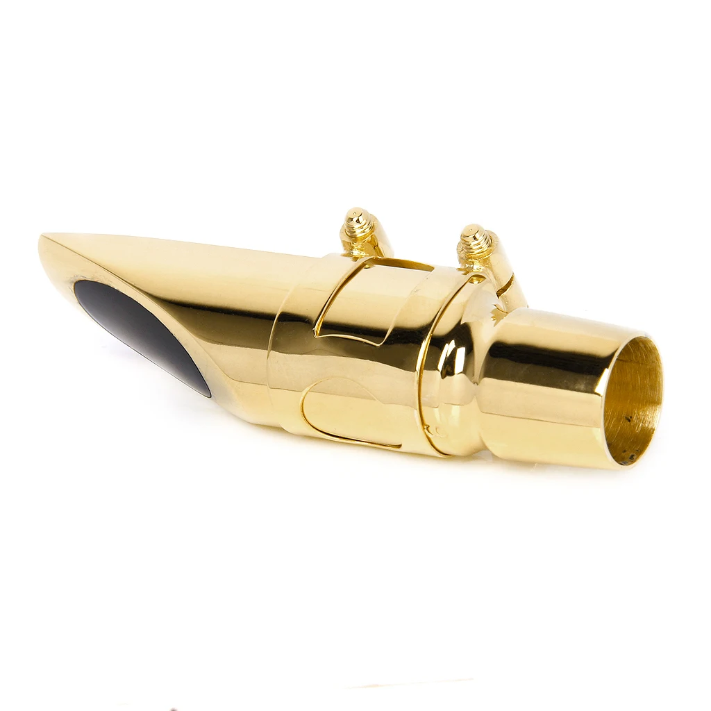 

Professional Alto Sax Saxophone Mouthpiece Metal with Cap and Ligature Golden Plated Quality Woodwind Instruments Accessory