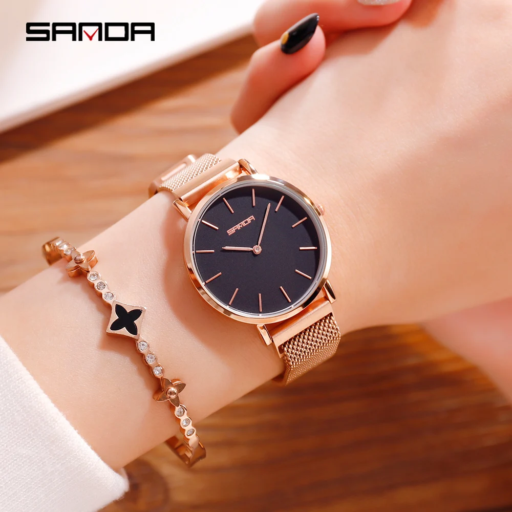 

SANDA New Fashion Luxury Women's Watches Milan Strap Magnetic Buckle Waterproof Quartz Wrist watches For Woman Clock reloj mujer