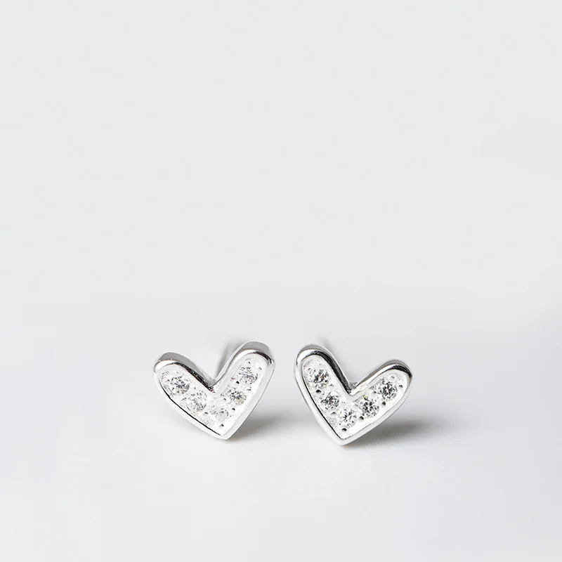heart cz earrings 100% 925 Sterling silver Jewelry fashion Hypoallergenic Stud earrings for women girl gift