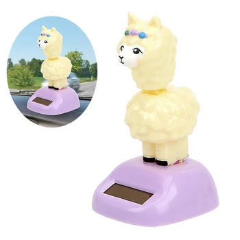 

FORAUTO Car Ornaments Shaking Head Toy Solar Powered Car Dashboard Decoration Decompression Alpaca Doll Auto Accessories