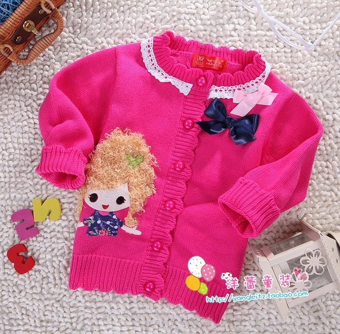 Детская осенняя одежда для малышей, вязаный свитер, верхняя одежда для девочек, кардиган, Детский свитер из хлопка - Цвет: rose doll 50 element
