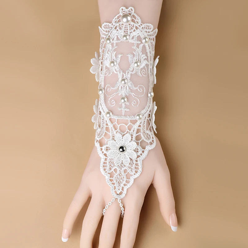 Bridal Wedding Jewelry White Lace Bracelets & Bangles Women Hand
