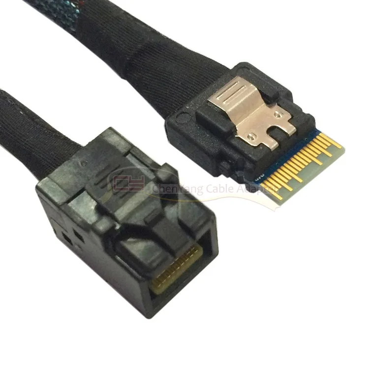 

100PCS/Slim Line SAS 4.0 SFF-8654 4i 38pin Host to HD Mini SAS 4i SFF-8643 36pin Target Cable 50cm