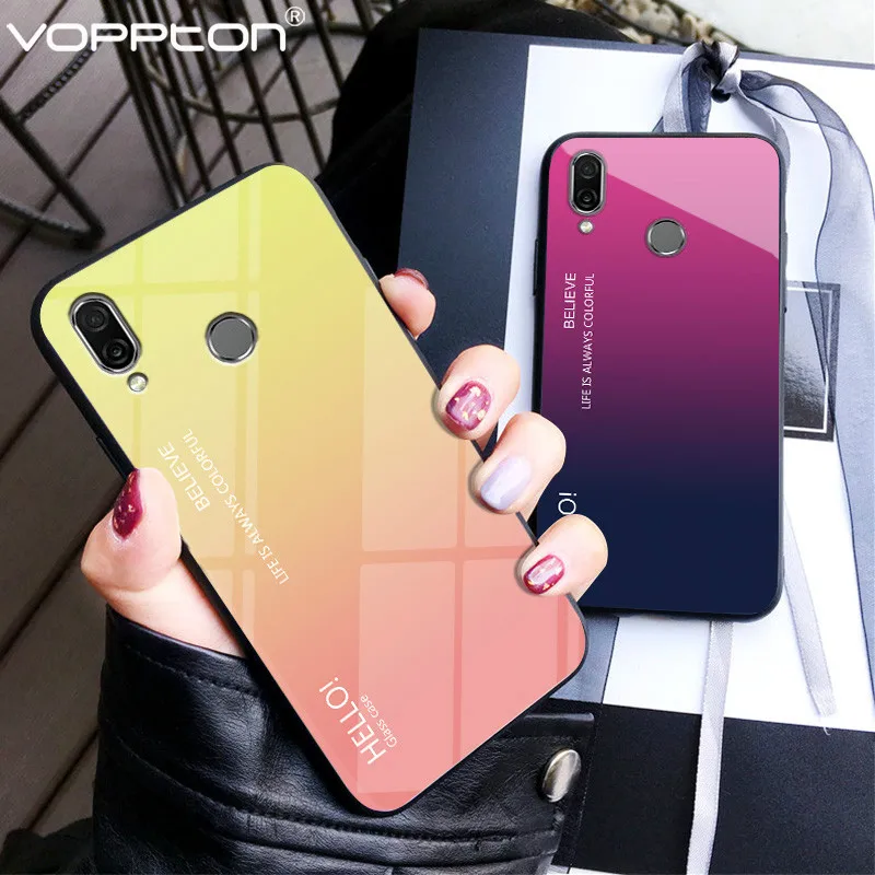 

Gradient Tempered Glass Case For Meizu Note 9 Phone Case Silicone Frame Hard Back Cover For Meizu note9 Note 8 note8 Shockproof