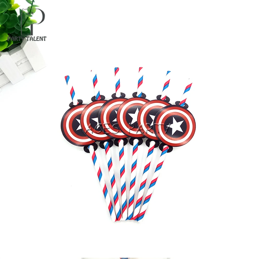 Ninjago Theme Straws Birthday Party Decoration Biodegradable Paper Straw Tube