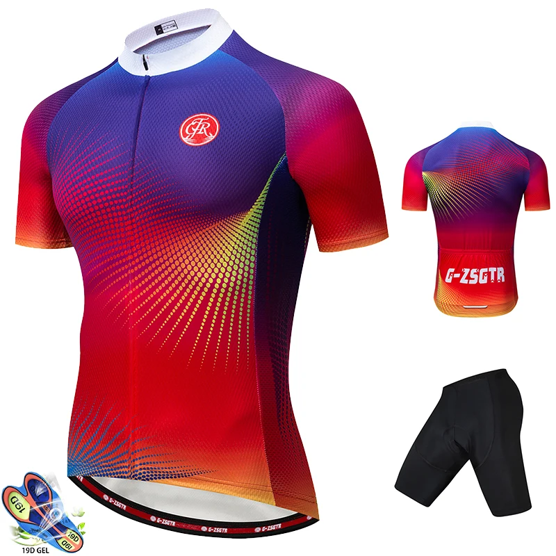 

Men 2019 Cycling Jersey Cycling Sweatshirt Short-Sleeve 19D GEL Bib Shorts Sets Ropa Ciclismo MTB Jersey 80% polyester 20% lycra