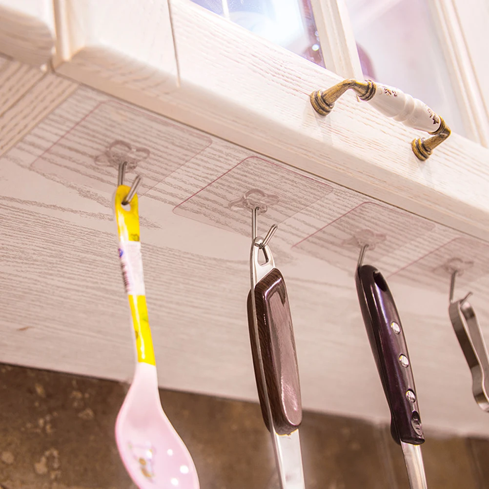 

6Pcs Adhesive Hooks Strong Sticky Kitchen Hooks Wall Hanger Ceiling Hooks Reusable Hook for Bathroom and Kitchen