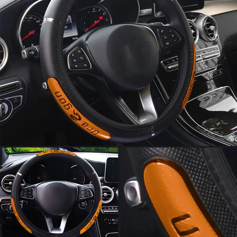 

High Quality Reflective Faux Leather Steering-Wheel /China Dragon Design 14.1- 14.9in Car Steering Wheel Covers Drop
