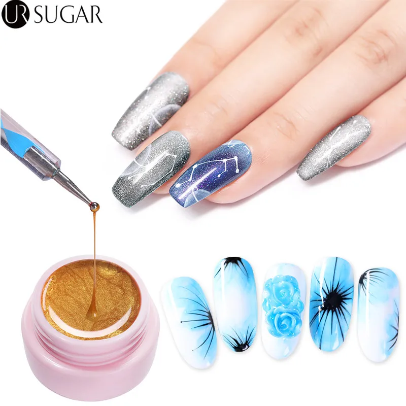

UR SUGAR 5ml Spider Gel Gold Sliver Wire Spider Painting Gel Nail Polish String UV Led Soak Off 3D Gel Paint Liner Gel Varnish