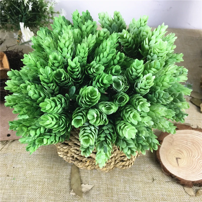 30 Heads Small Pineapple Plastic Leaves DIY Wedding Plant Green Leaf Home Decor
