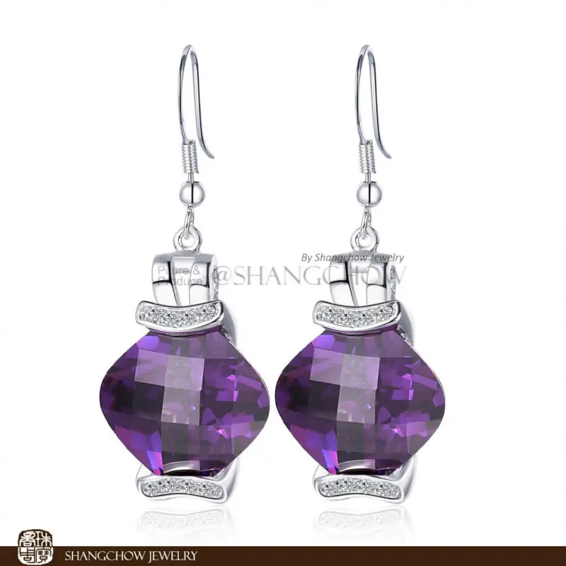 

New! Stunning Fashion Jewelry Purple Quartz 925 Sterling Silver Earrings E0331