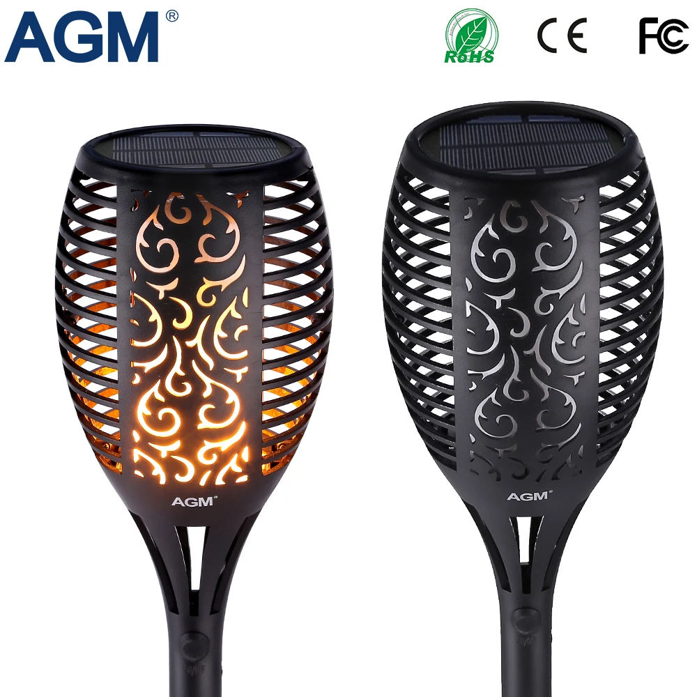 

AGM LED Solar Garden Flame Torch Light Flicker Candle Solar Powered IP65 Waterproof Hanging Decorative Lamp For Outdoor Pathes