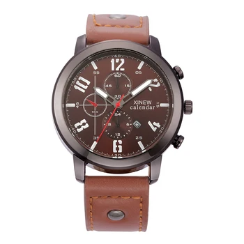 

2018 Men Fashion Luxury Watches XINEW Brand Original Leather Band Date Calendar Casual Quartz Watch Male Relogio Masculino Marca