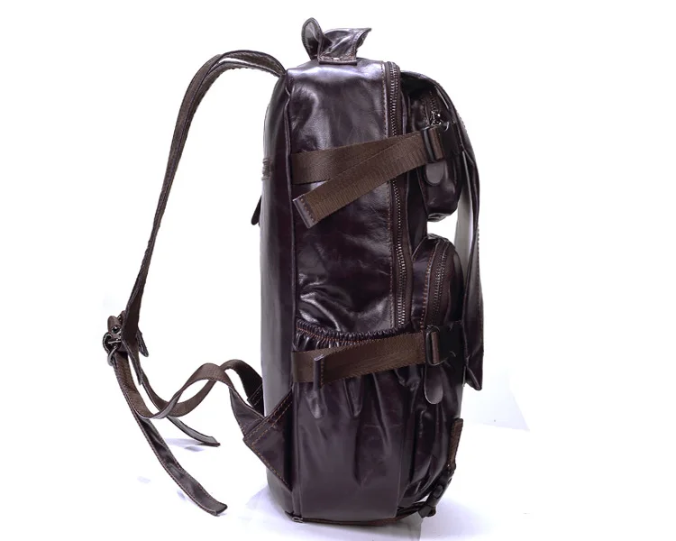 Men genuine leather backpack 14