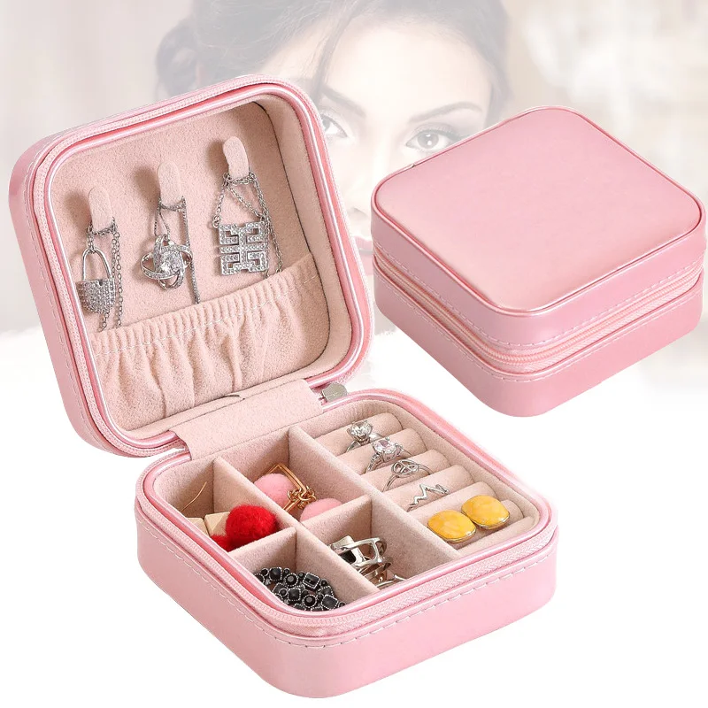 

Hot Portable Jewelry Box Storage Organizer Zipper Portable Women Display Travel Case SMA66